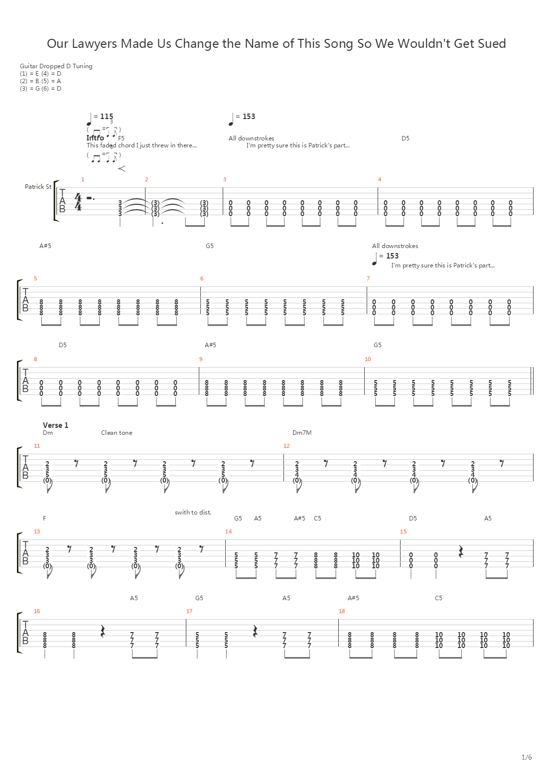 Our Lawyers Made Us Change The Name Of This Song So We Wouldn't Get Sued吉他谱