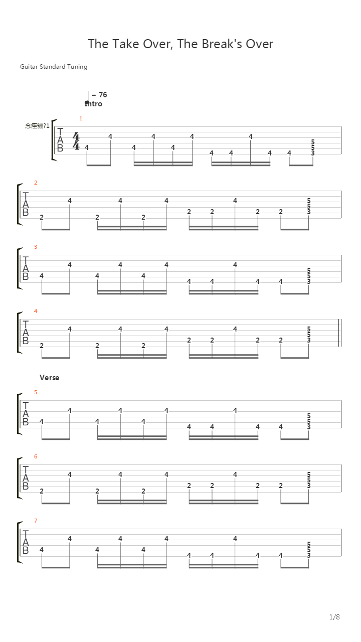 The Take Over, The Break's Over吉他谱