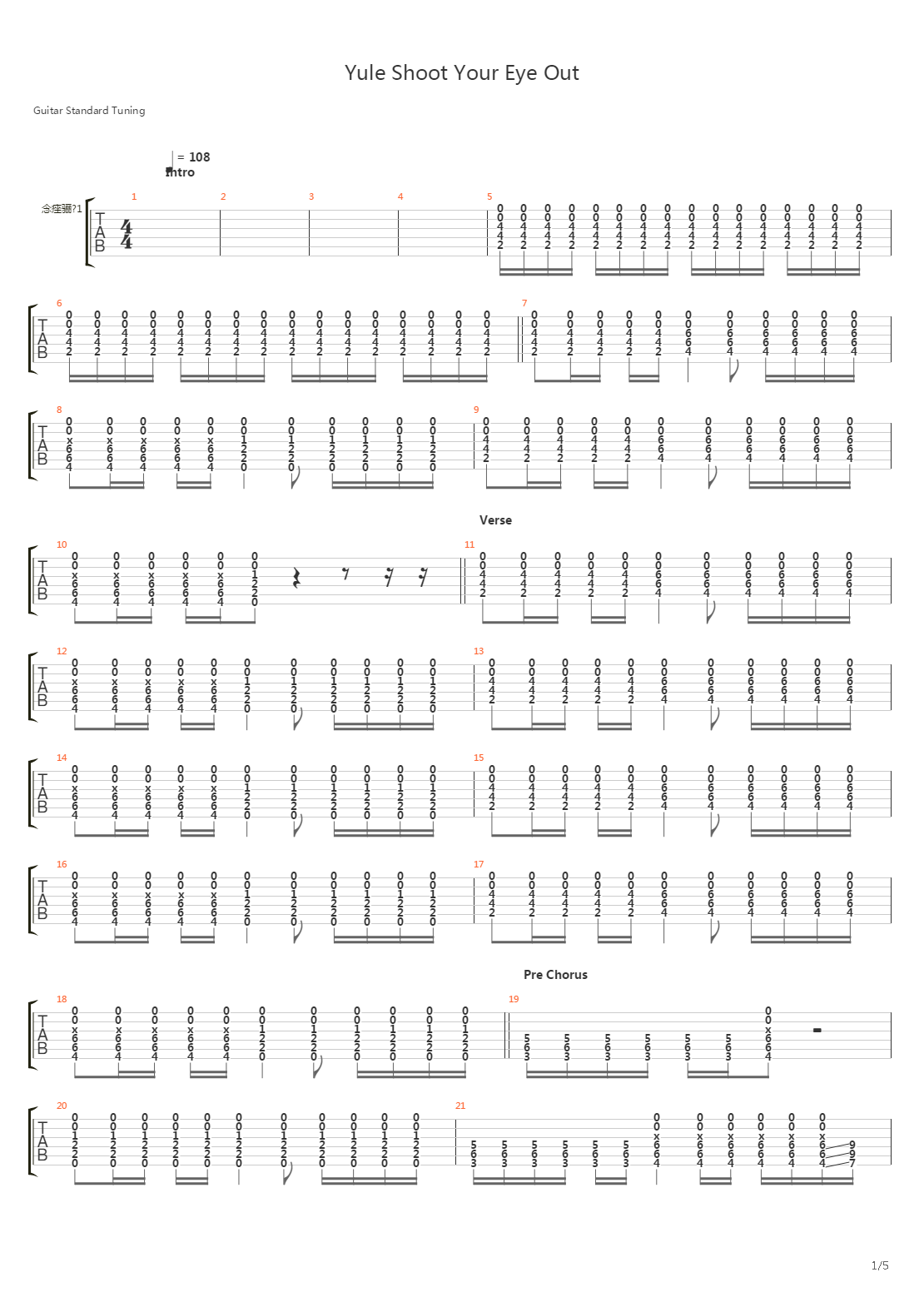 Yule Shoot Your Eye Out吉他谱