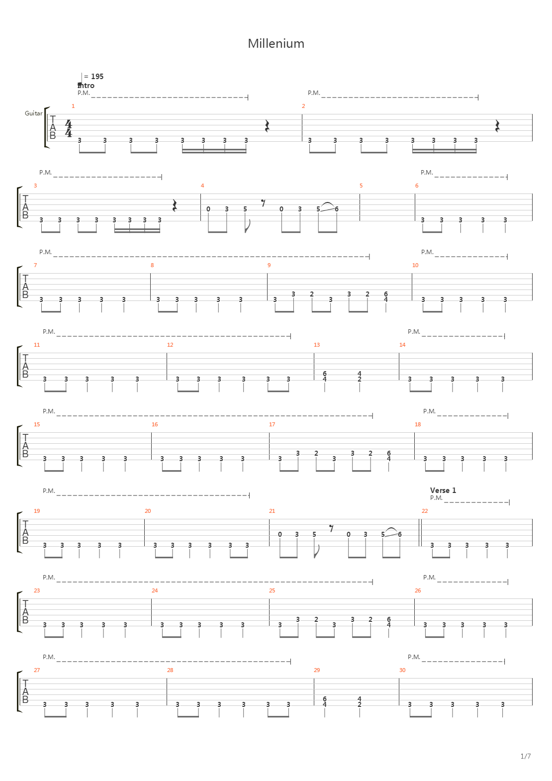 Millenium吉他谱