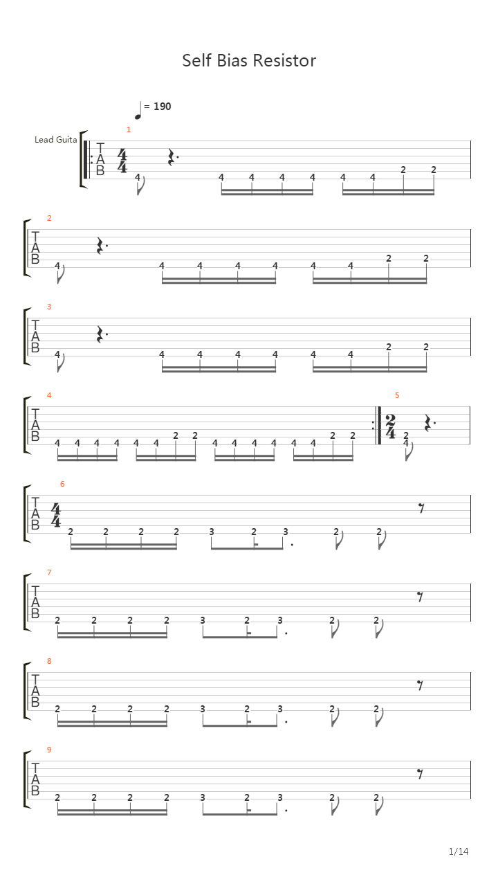 Self Bias Resistor吉他谱