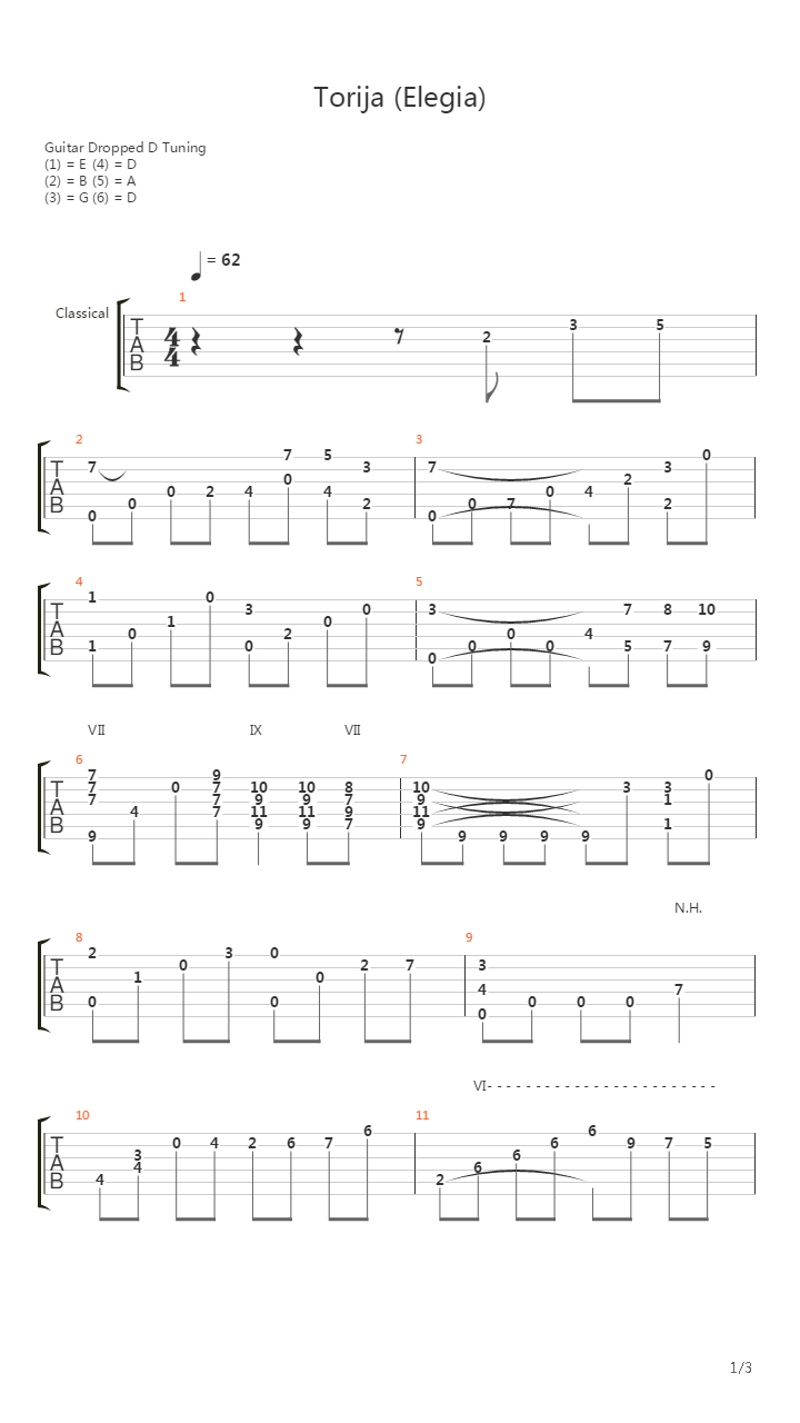 Torija (Elegia)吉他谱