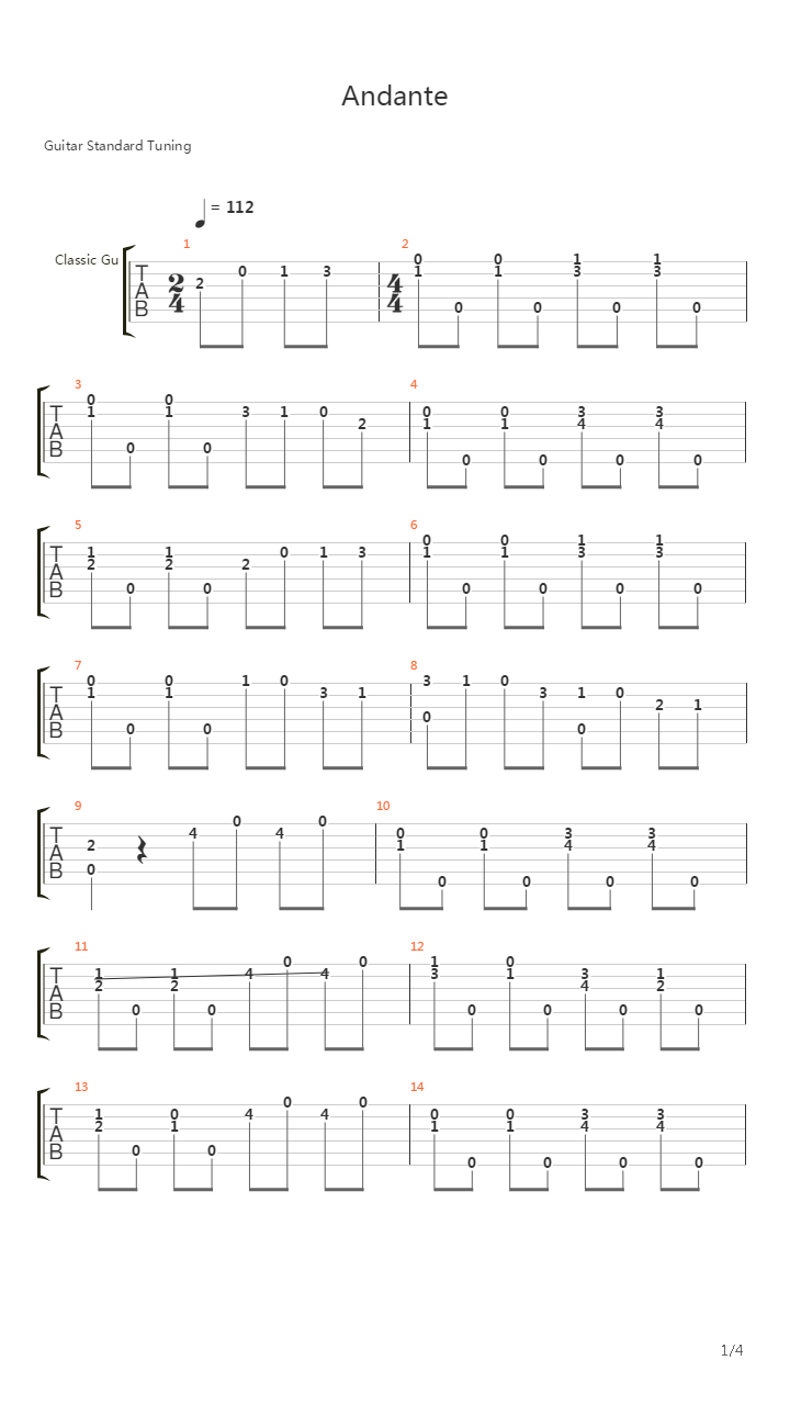 Andante吉他谱