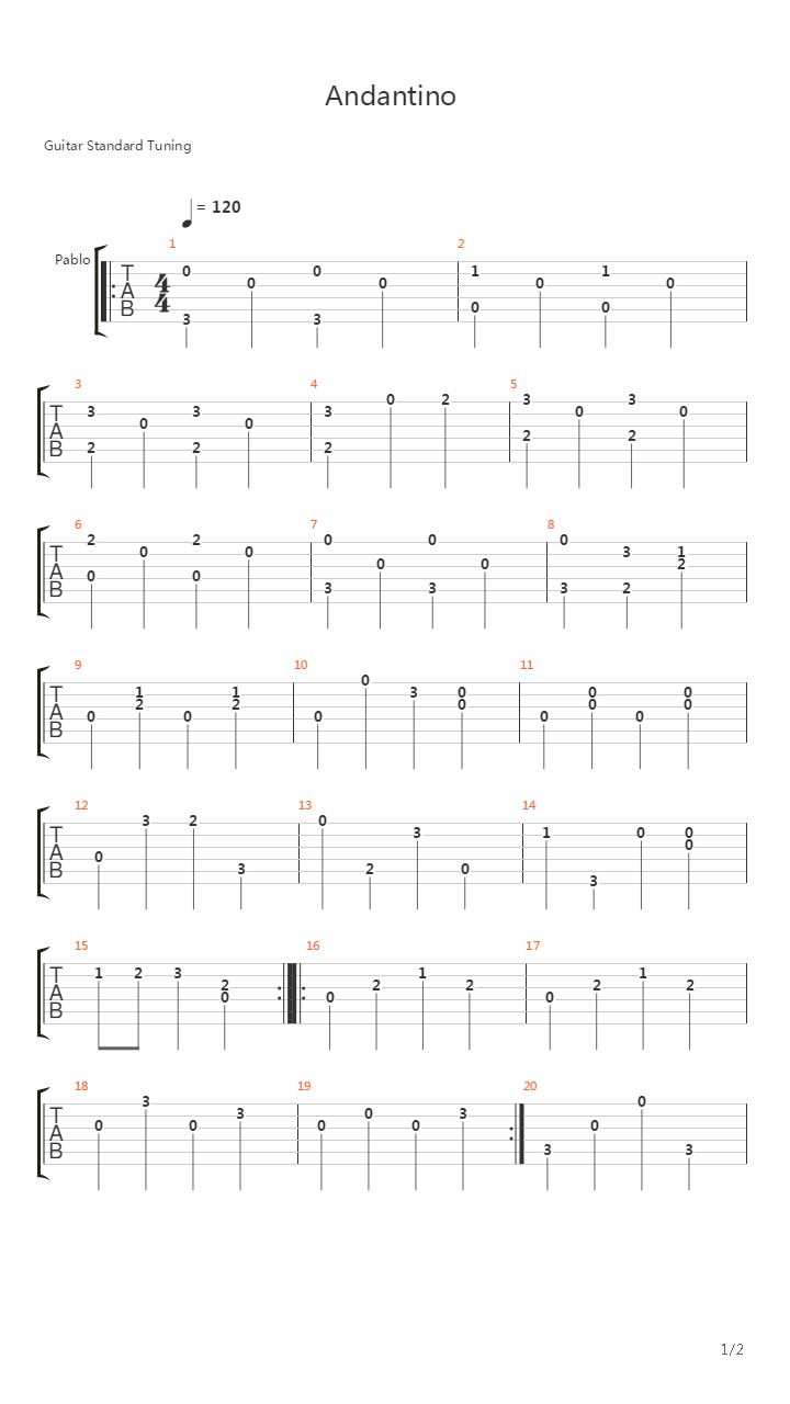 Andantino吉他谱