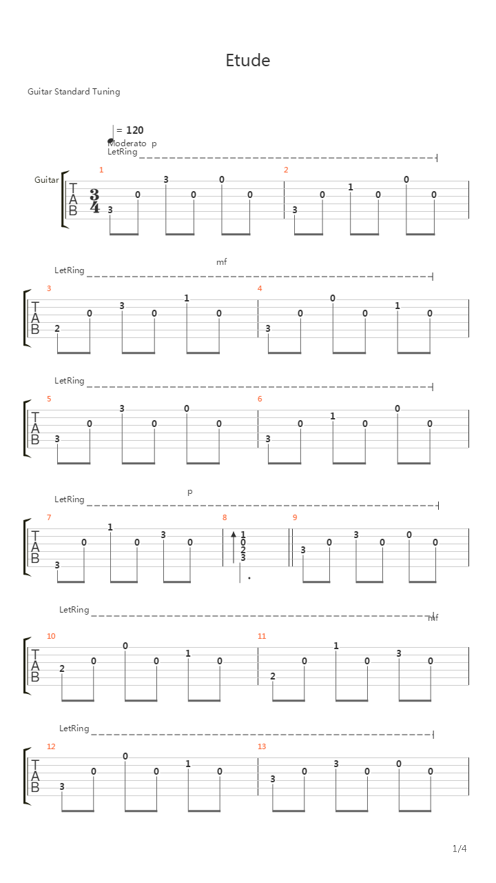 Etude吉他谱