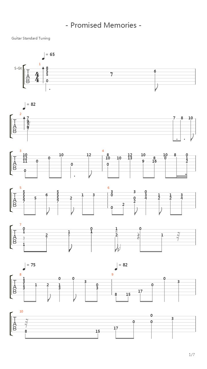 秋之回忆7  Promised Memory吉他谱