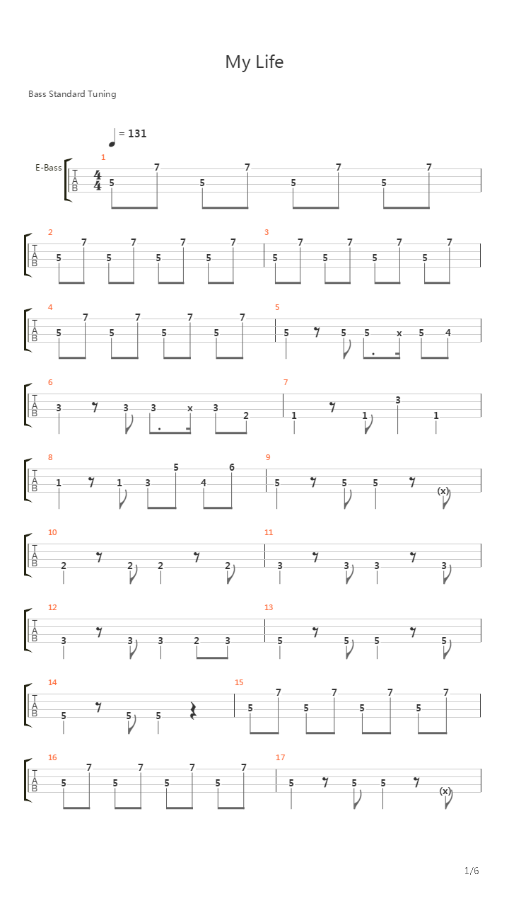 My Life（BASS）吉他谱