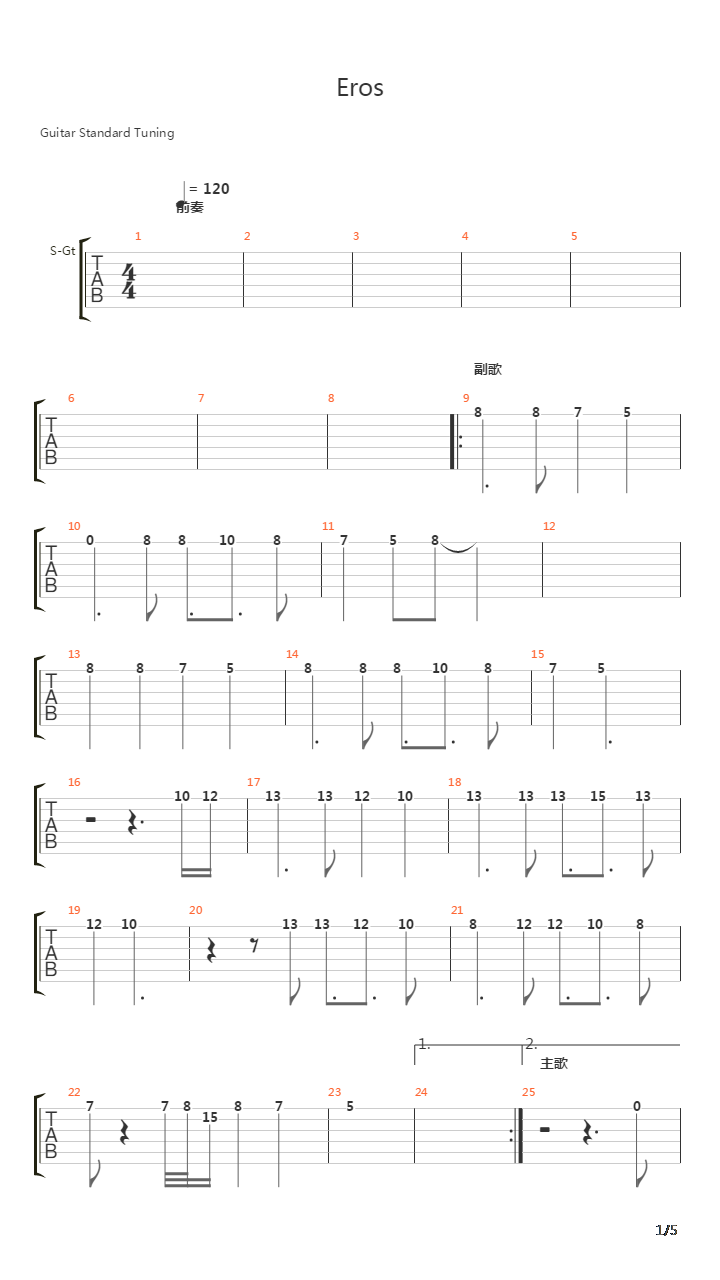 Eros吉他谱