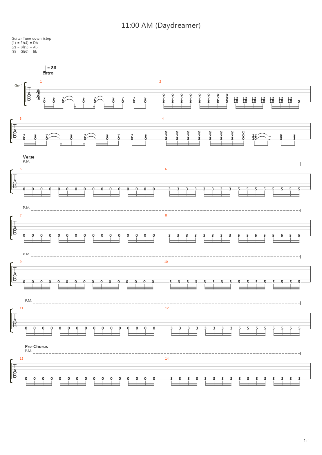 11 00 Am Daydreamer吉他谱