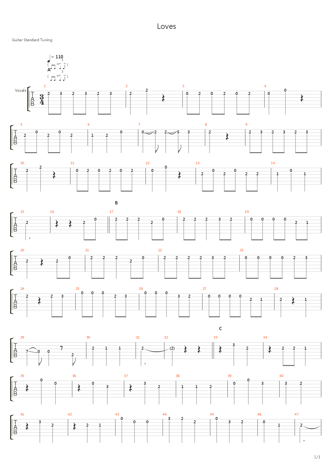 Loves吉他谱