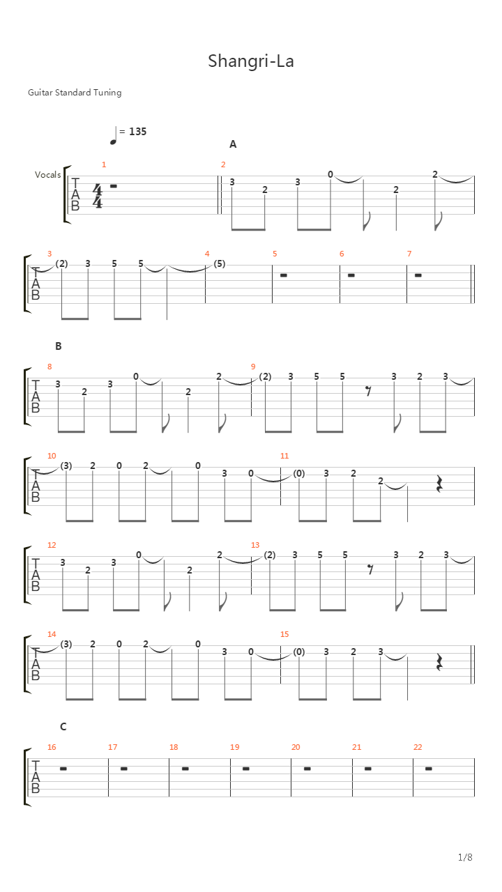 Shangri-La吉他谱