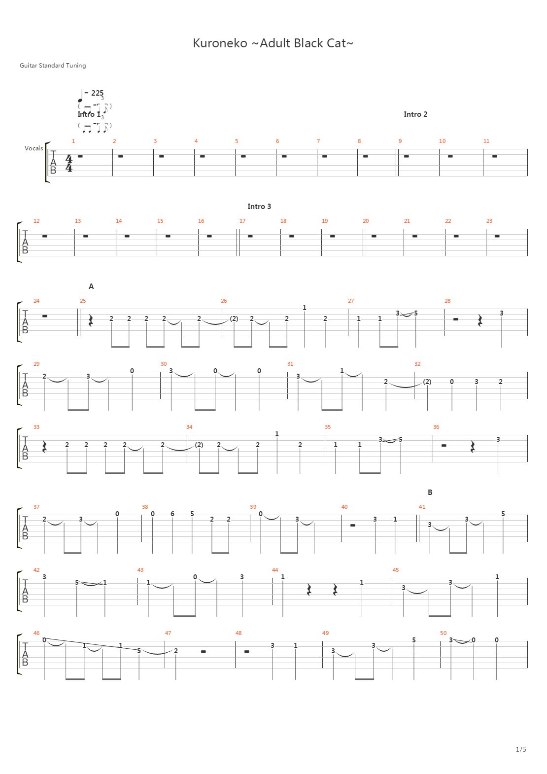 黒猫 ~Adult Black Cat~(Kuroneko Adult Black Cat)吉他谱