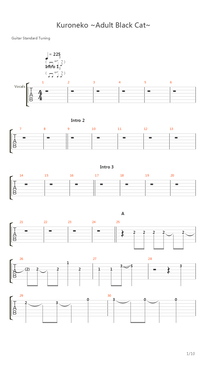 黒猫 ~Adult Black Cat~(Kuroneko Adult Black Cat)吉他谱