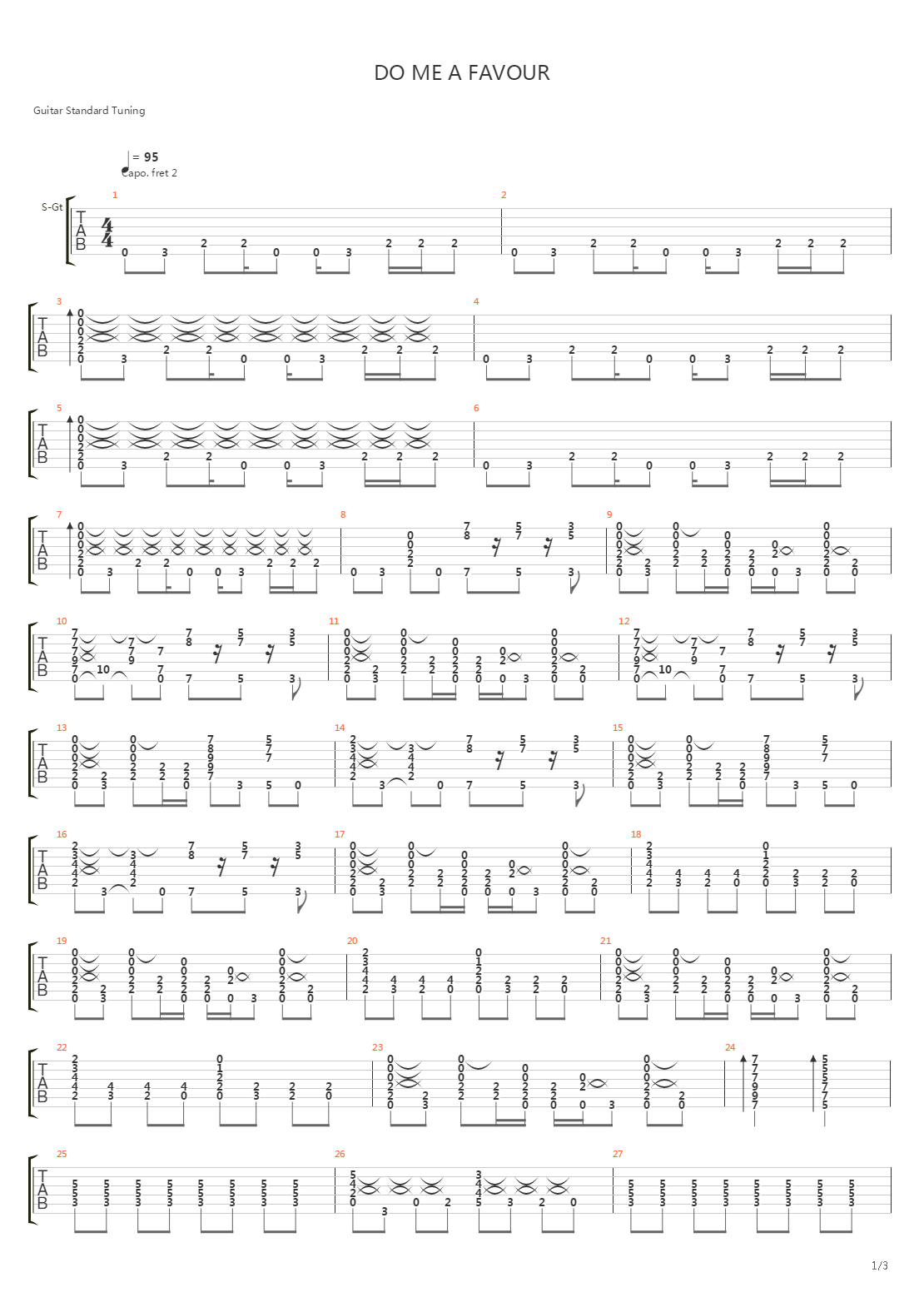 Do Me A Favour吉他谱