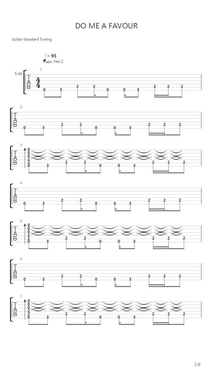 Do Me A Favour吉他谱