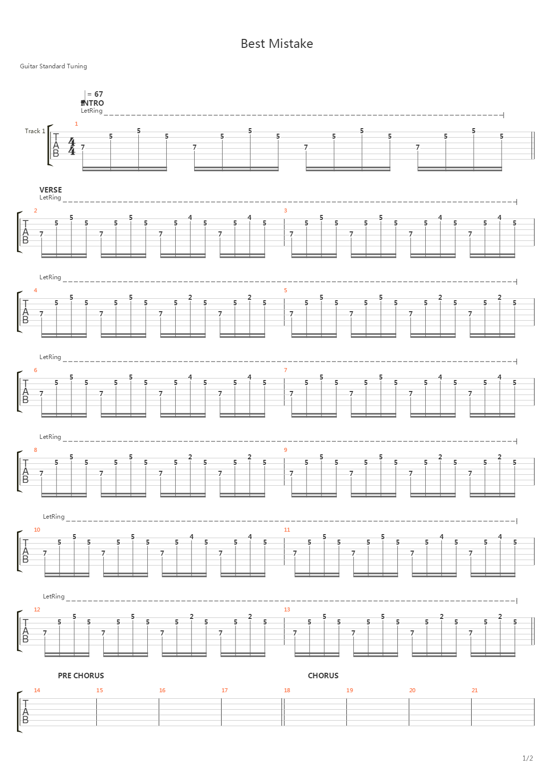Best Mistake吉他谱