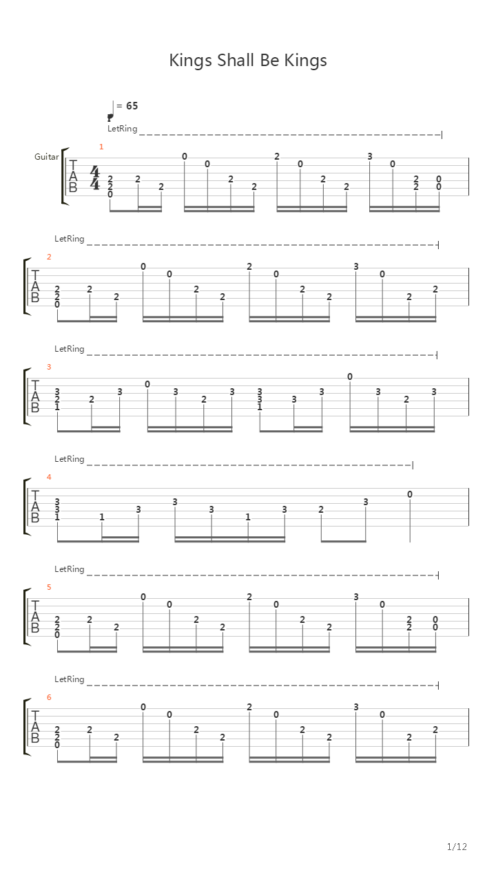 Kings Shall Be Kings吉他谱