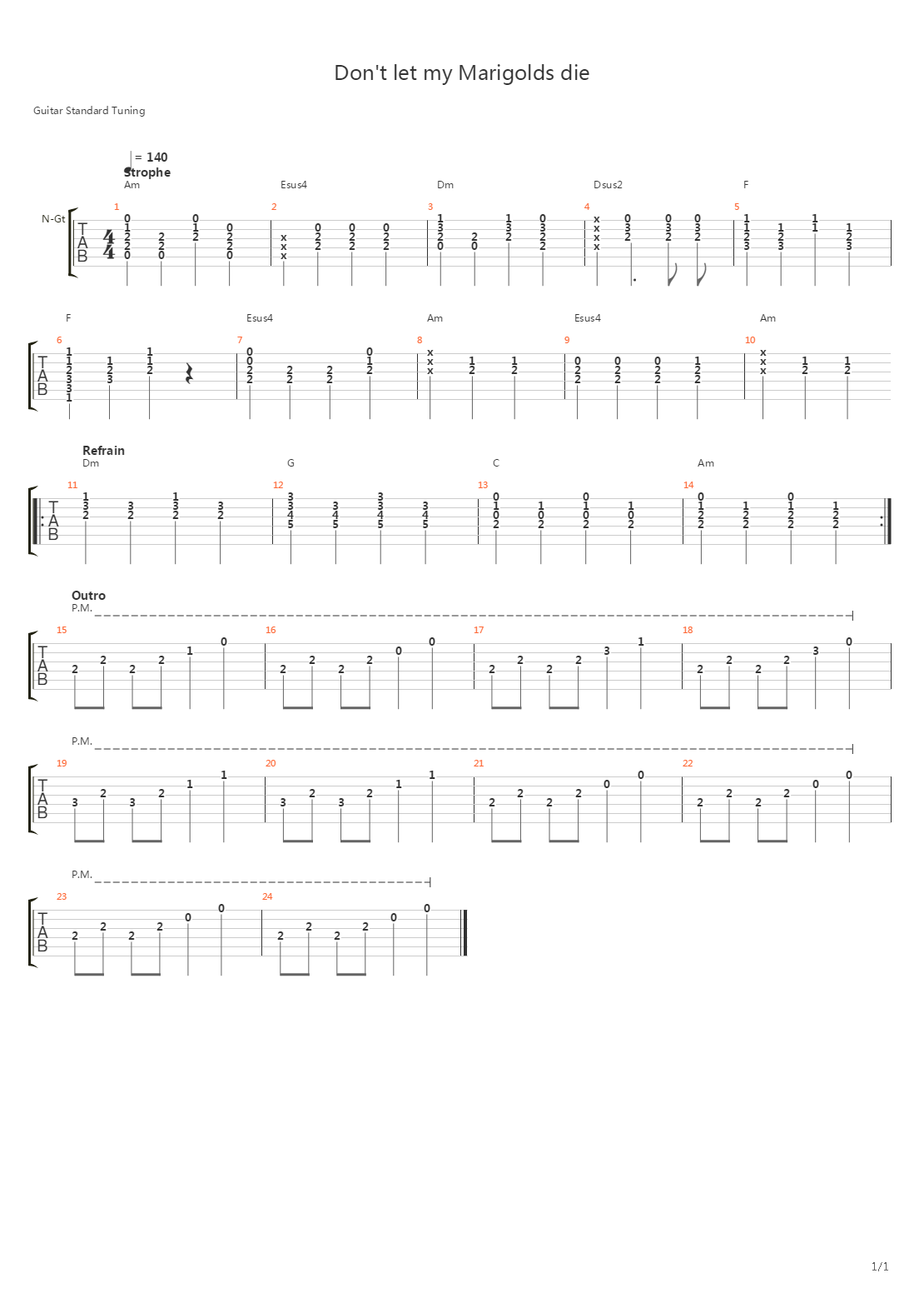Dont Let My Marigolds Die吉他谱