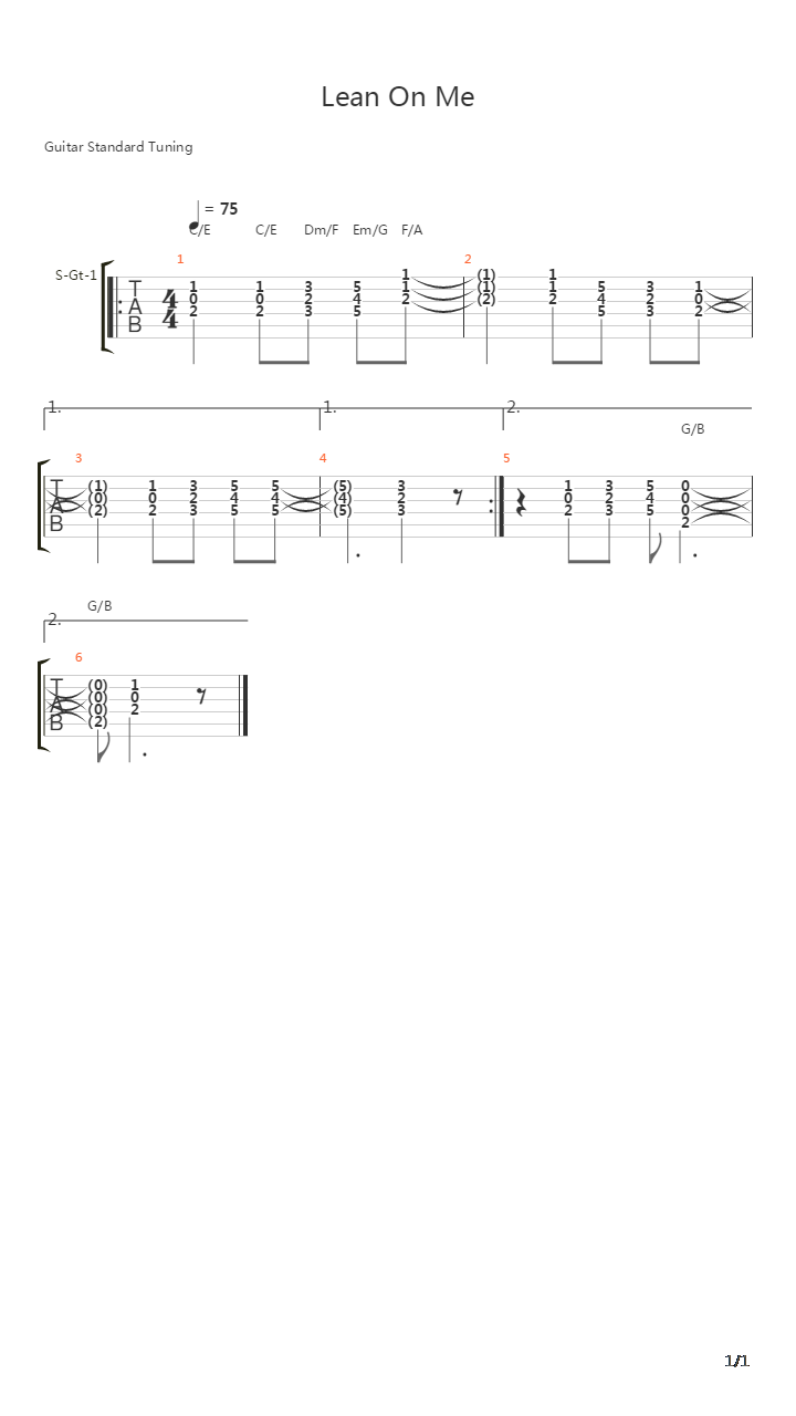 Lean On Me吉他谱