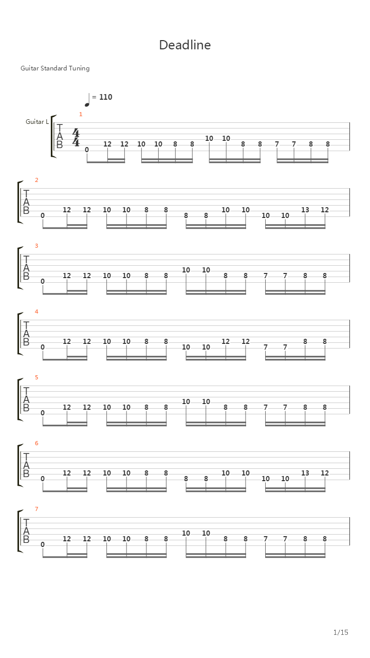 Deadline吉他谱