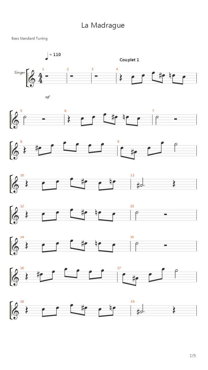 La Madrague吉他谱