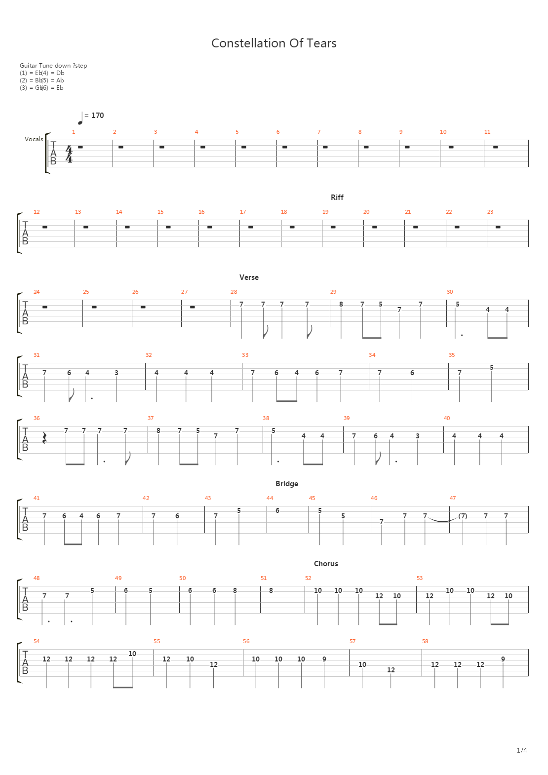 Constellation Of Tears吉他谱
