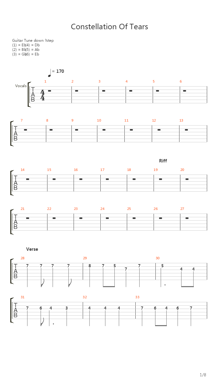 Constellation Of Tears吉他谱