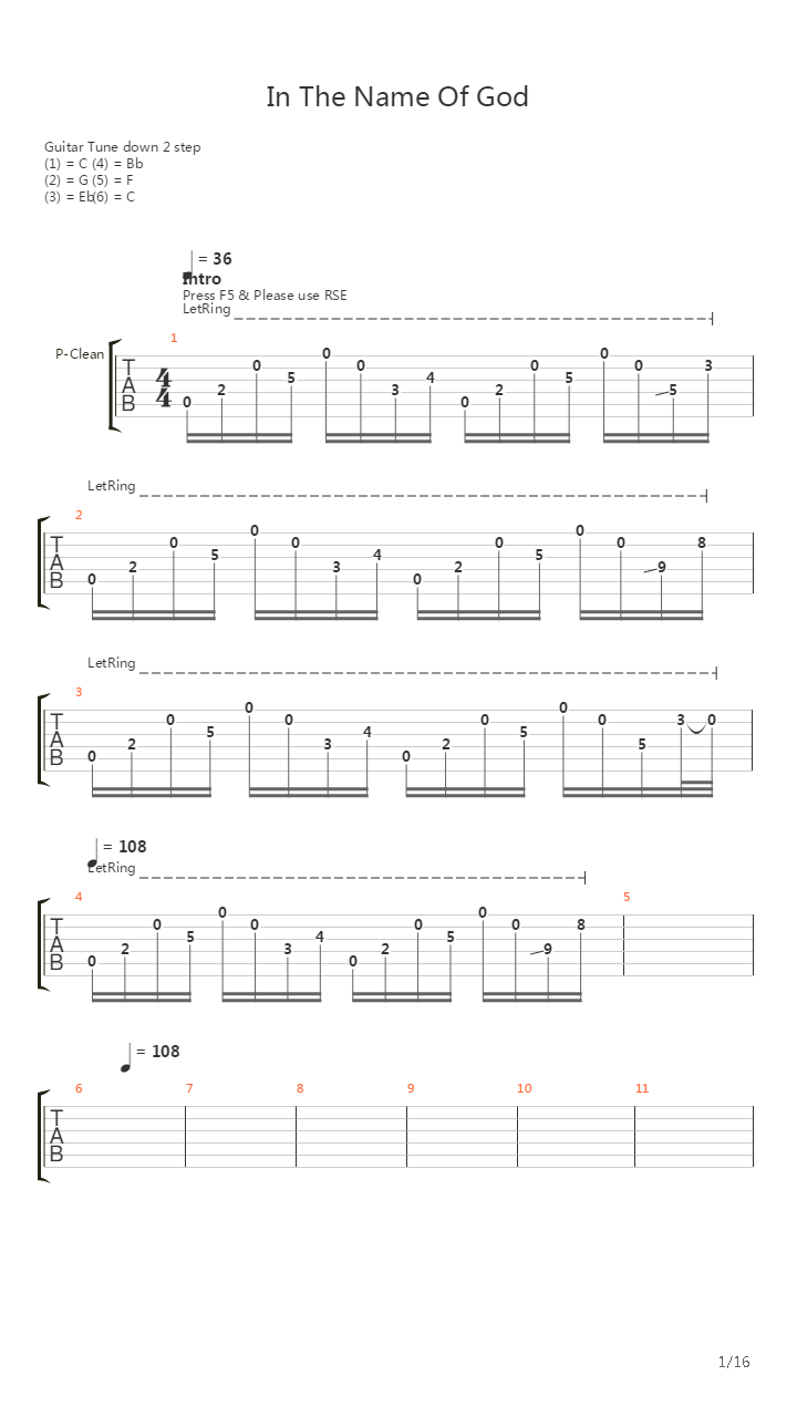 In The Name Of God吉他谱