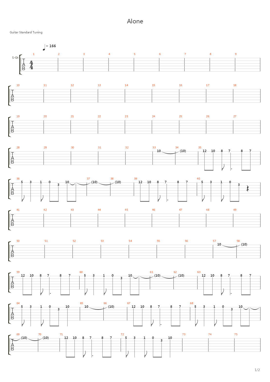 Alone吉他谱