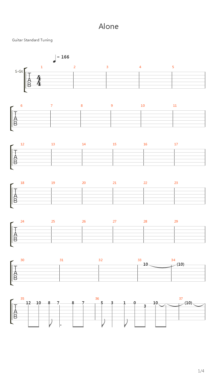 Alone吉他谱