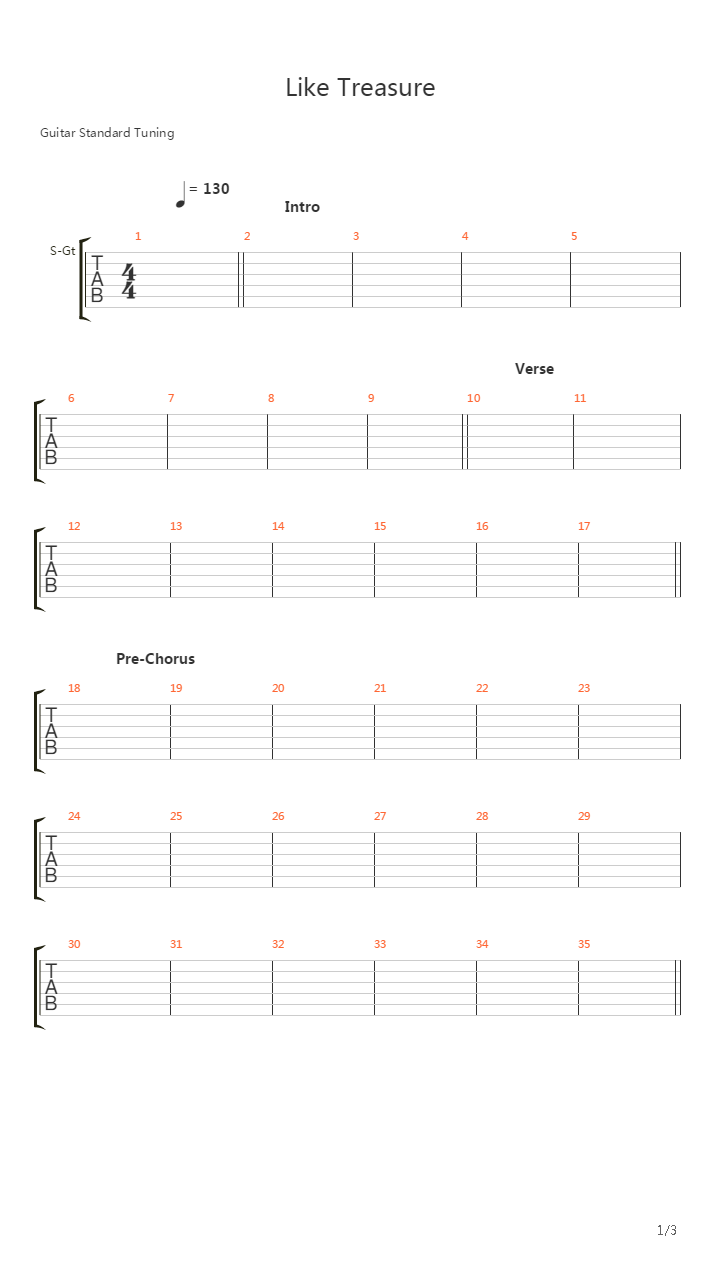 Like Treasure吉他谱