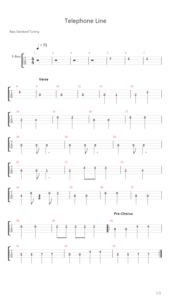 Telephone Line吉他谱