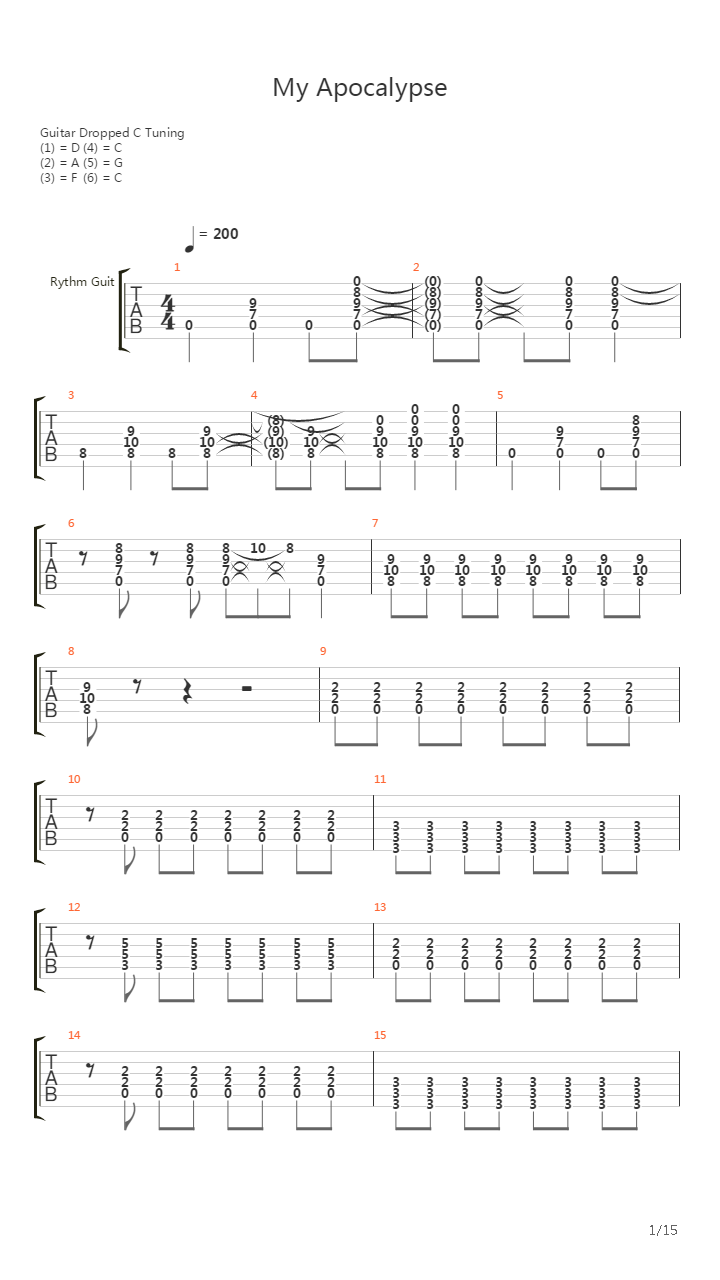 My Apocalypse吉他谱