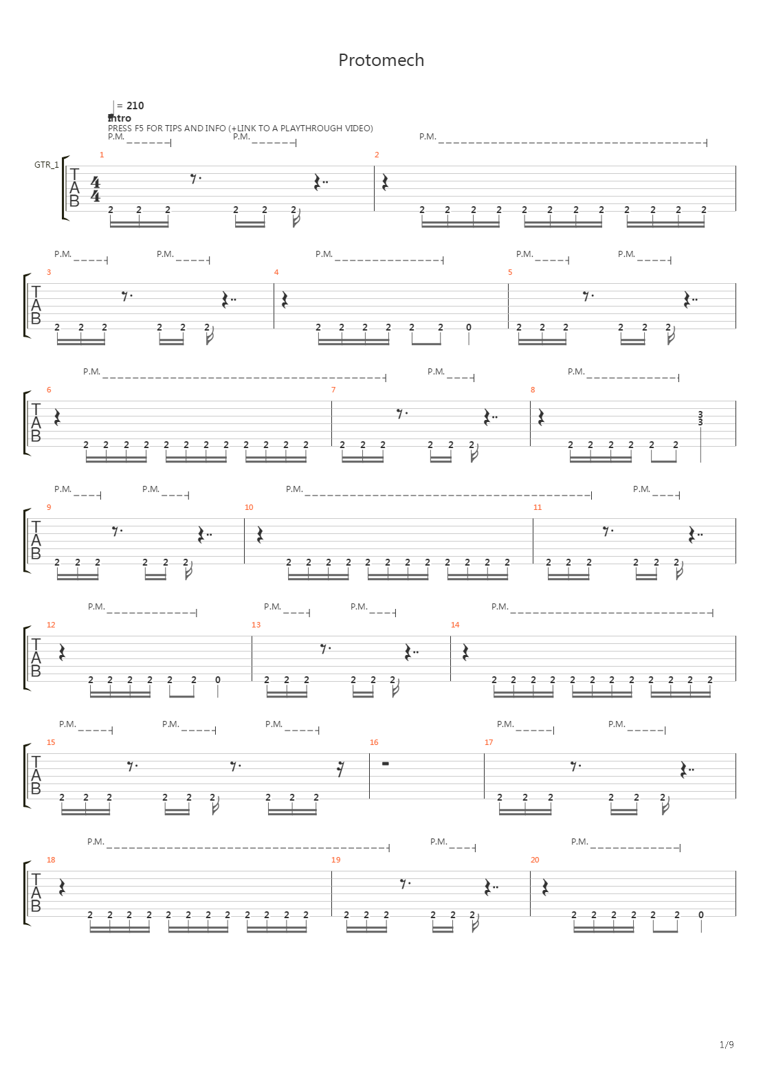 Protomech吉他谱