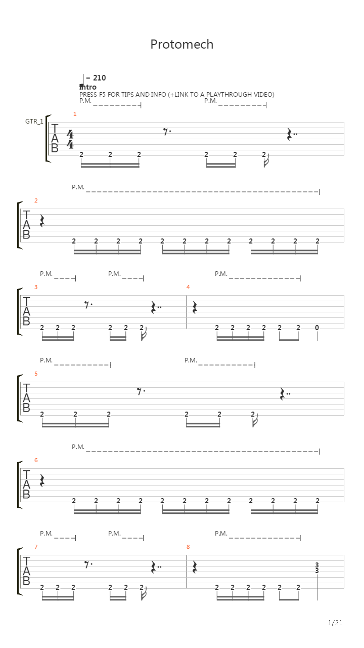 Protomech吉他谱