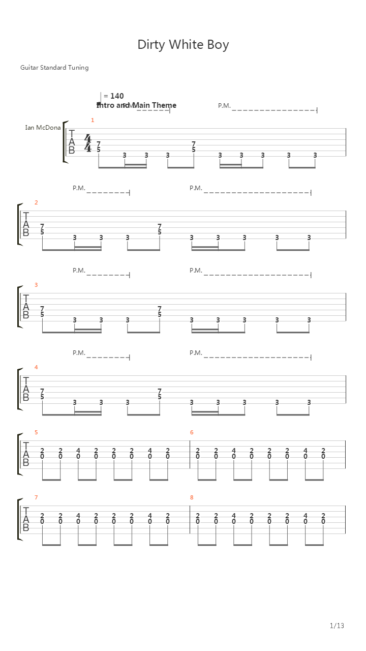 Dirty White Boy吉他谱