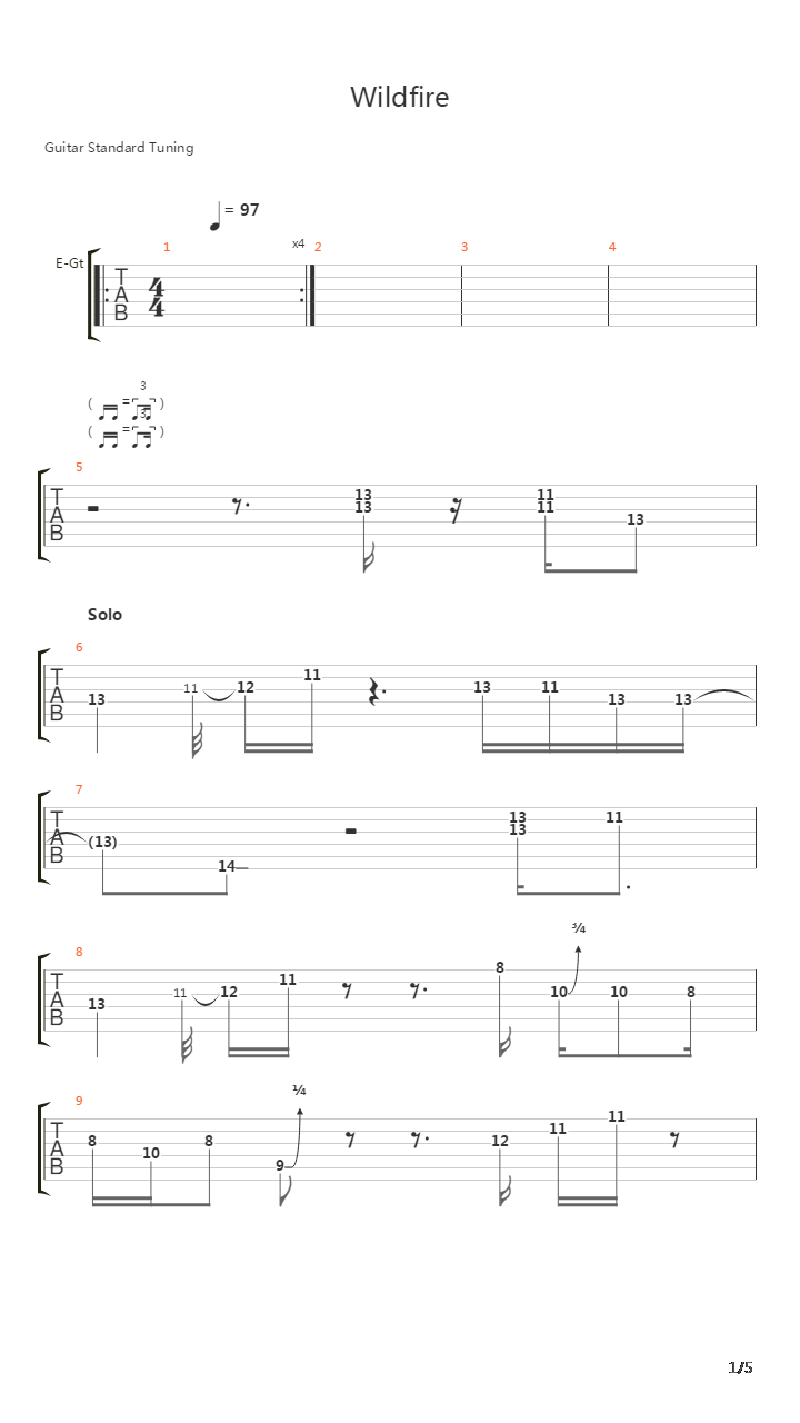 Wildfire吉他谱