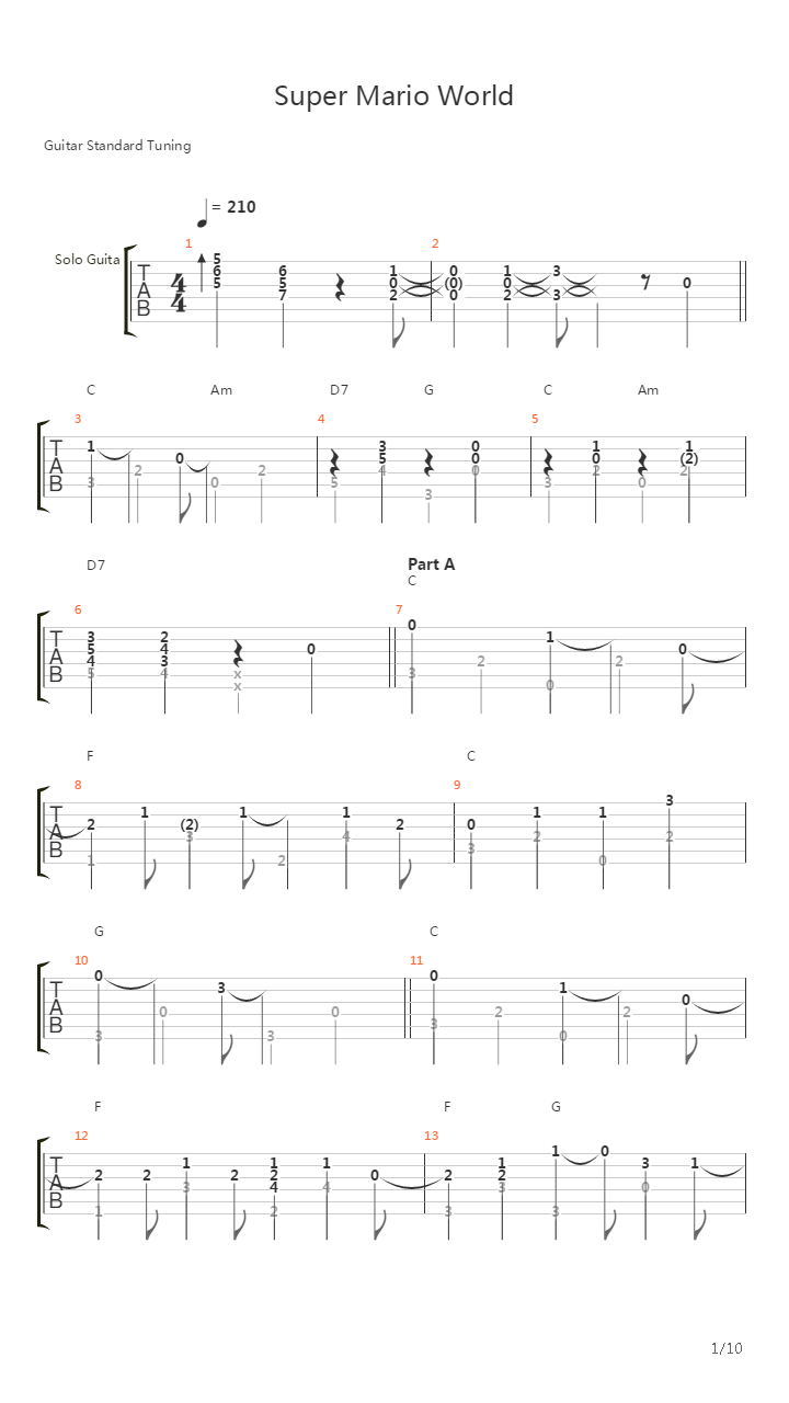 Super Mario World Overworld 1吉他谱