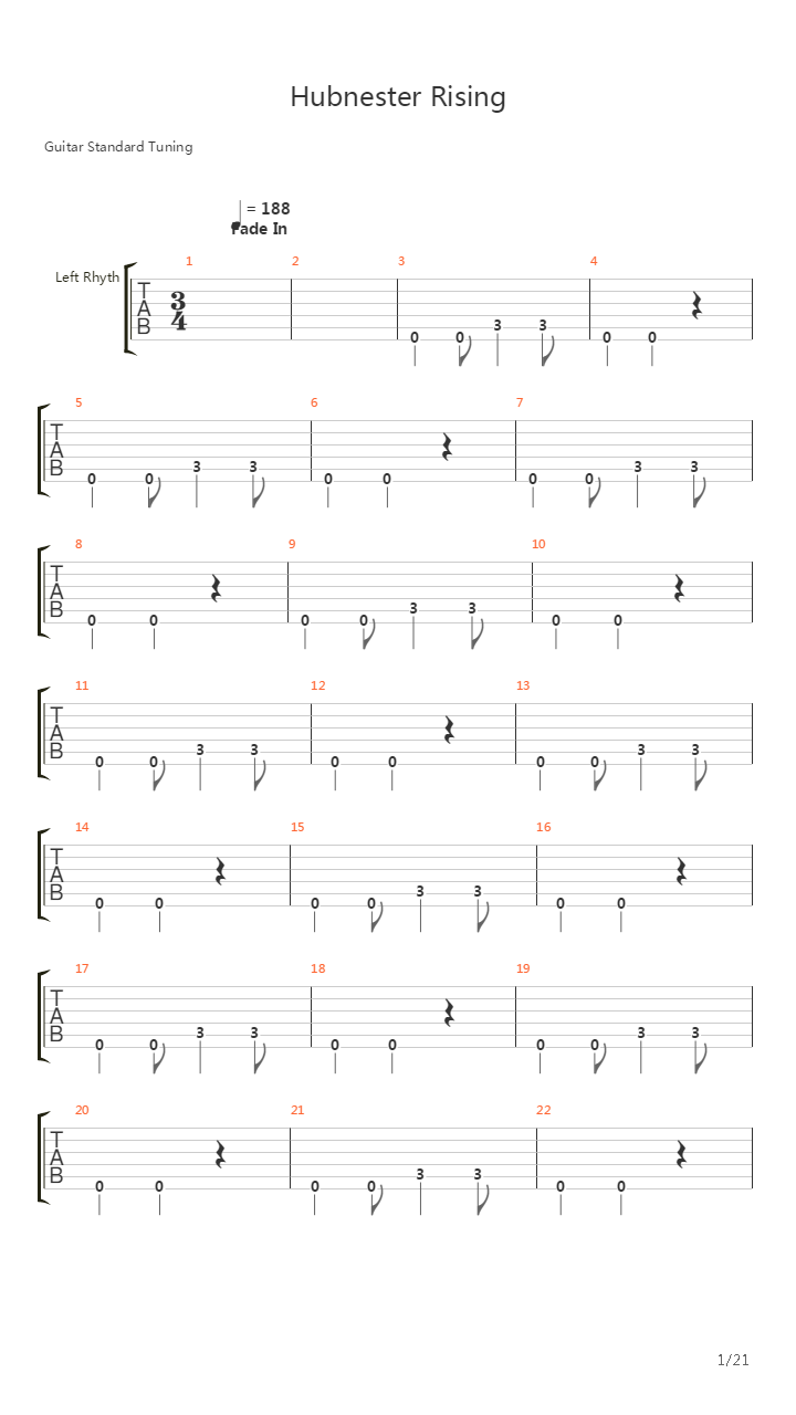 Hubnester Rising吉他谱