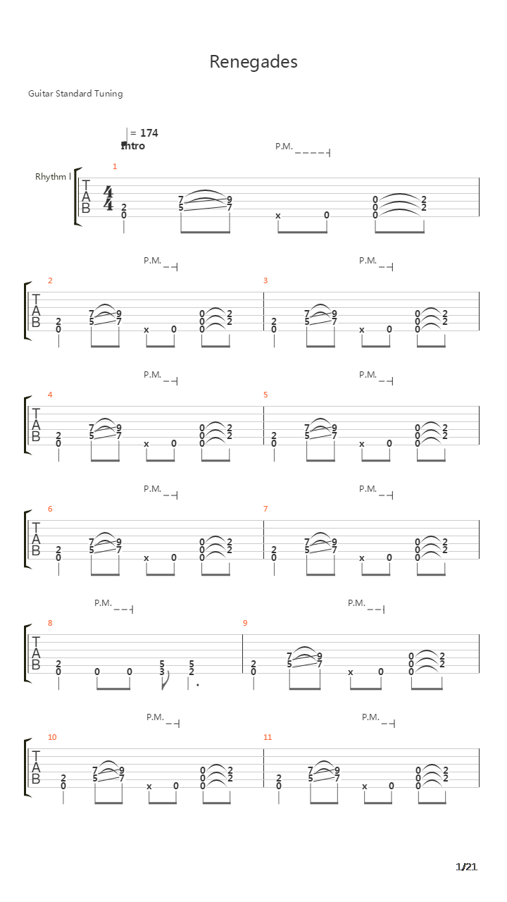 Renegades吉他谱
