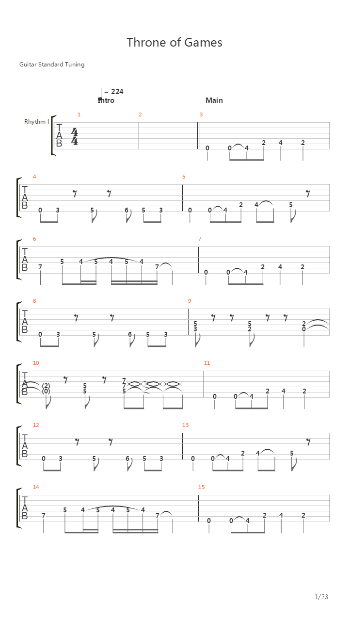 Throne Of Games吉他谱