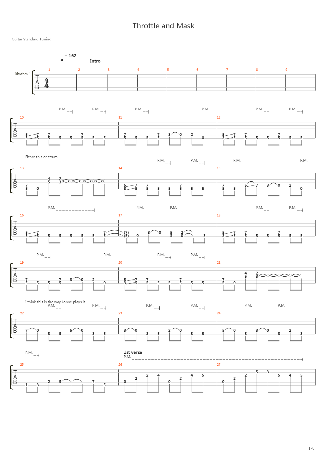 Throttle And Mask吉他谱