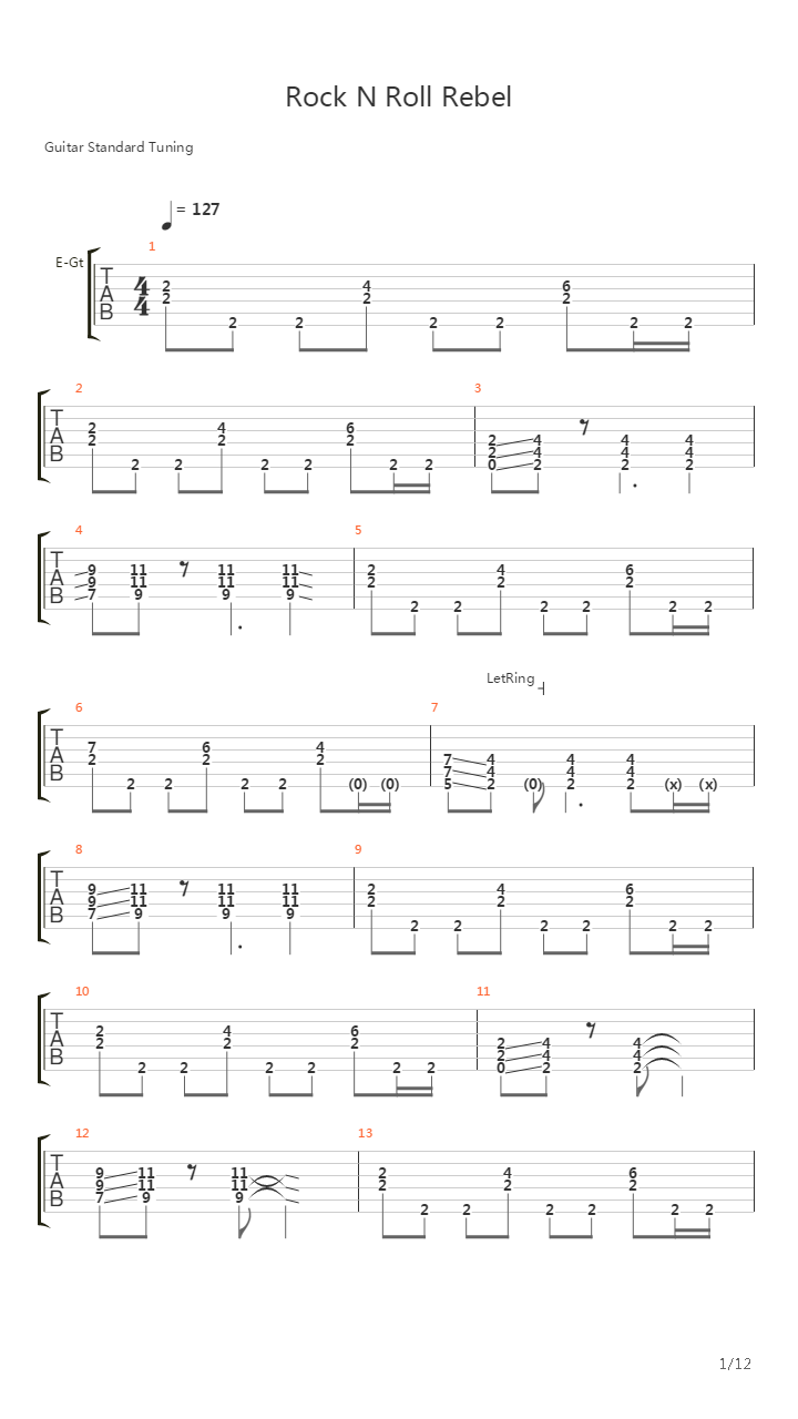 Rock N Roll Rebel吉他谱