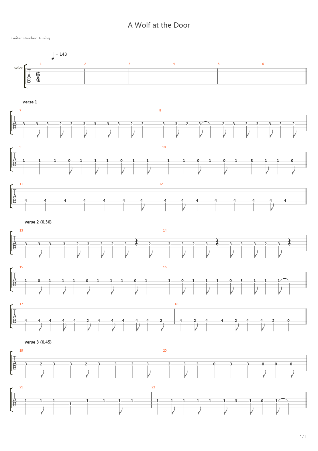 A Wolf At The Door吉他谱