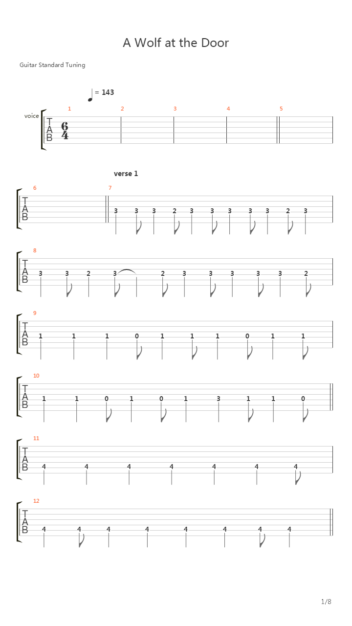 A Wolf At The Door吉他谱