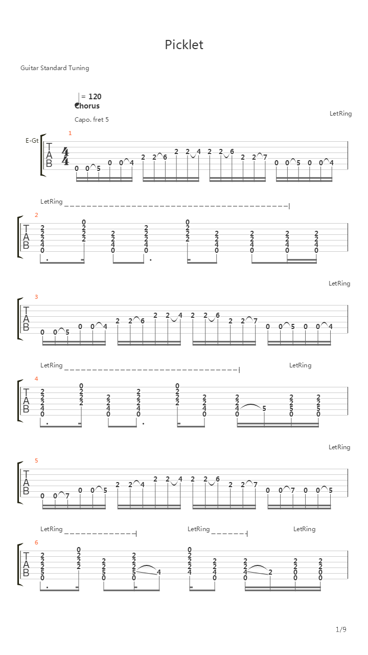 Picklet吉他谱