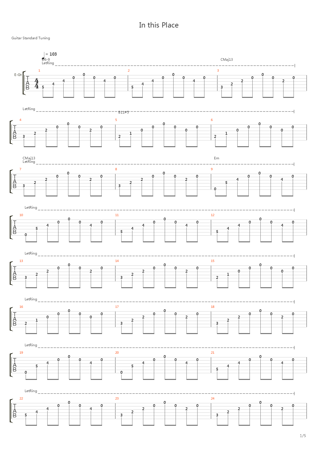 In This Place吉他谱
