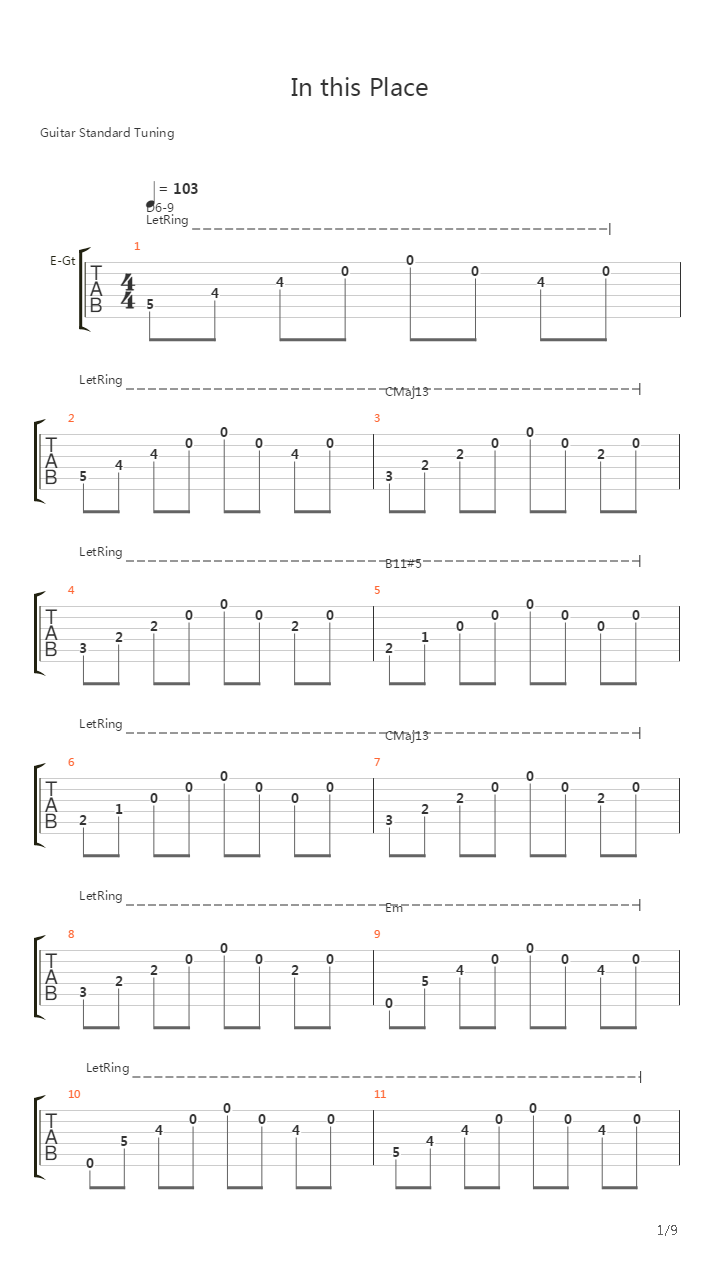 In This Place吉他谱