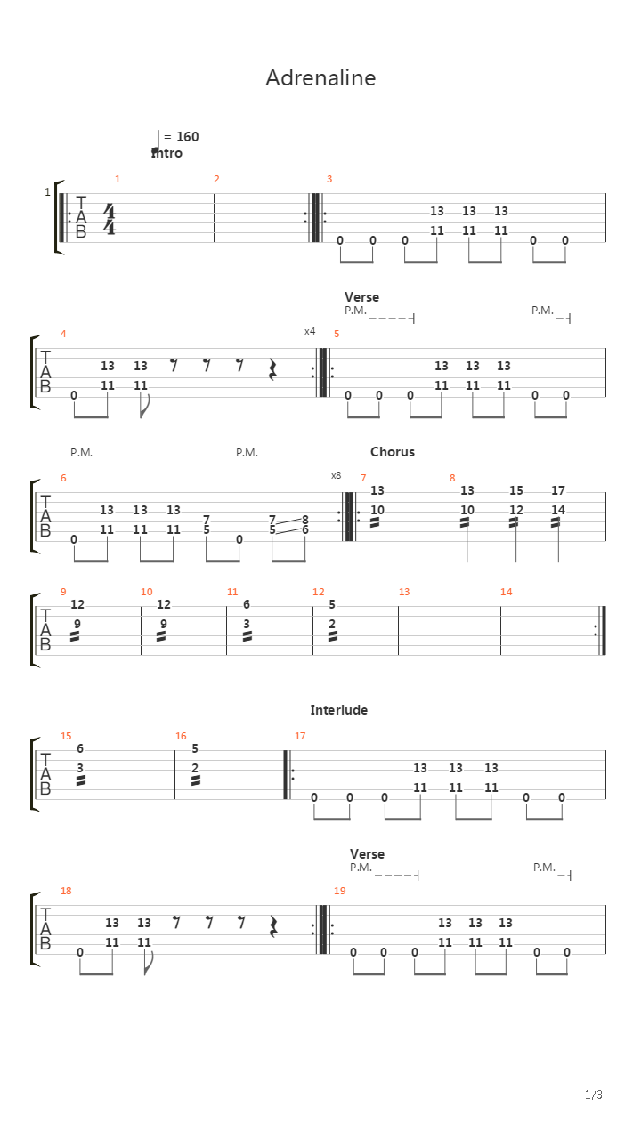 Adrenaline吉他谱