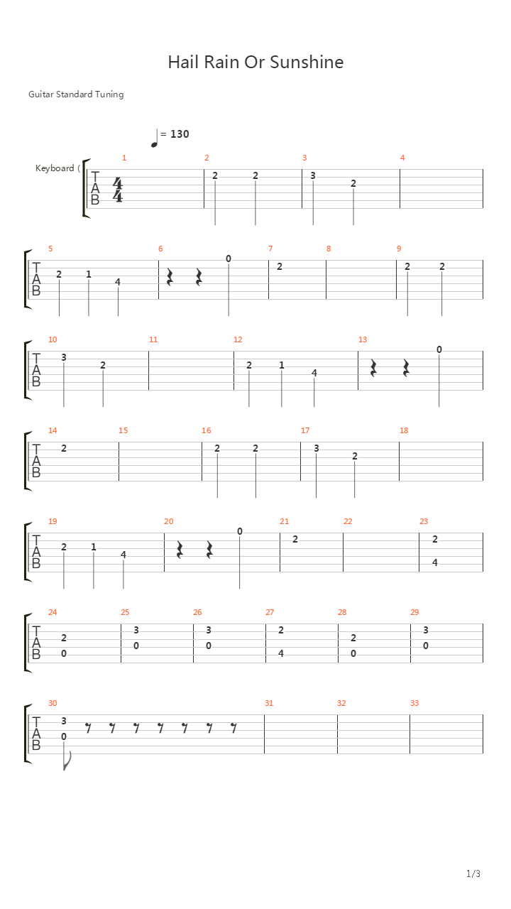 Hail Rain Or Sunshine吉他谱